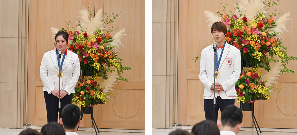 画像：北口榛花選手（陸上競技）（左）、堀米雄斗選手（スケートボード）（右）