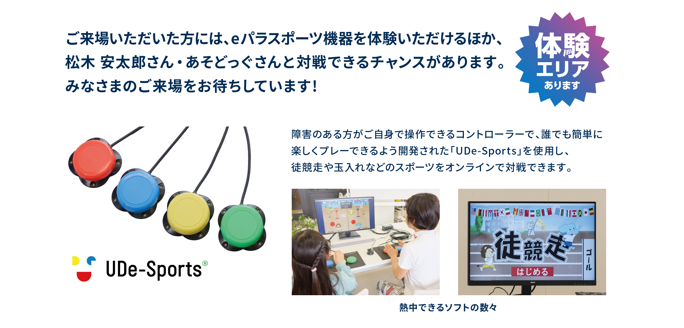 福祉器具等を使用して誰でも楽しくプレーできます!