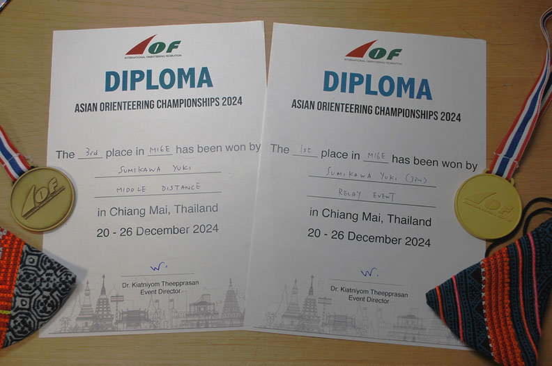 アジアジュニアユース選手権(2024年12月@タイ)でのメダルと賞状